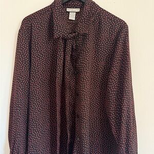 Notations Black Blouse with Red Dots